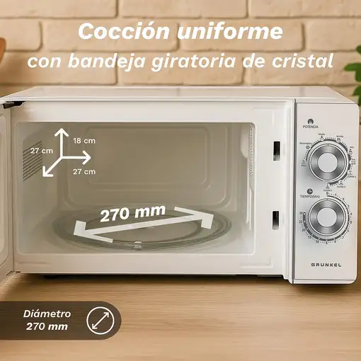 Microondas con grill blanco, 25L, 900 W, MWG-25MG GRUNKEL
