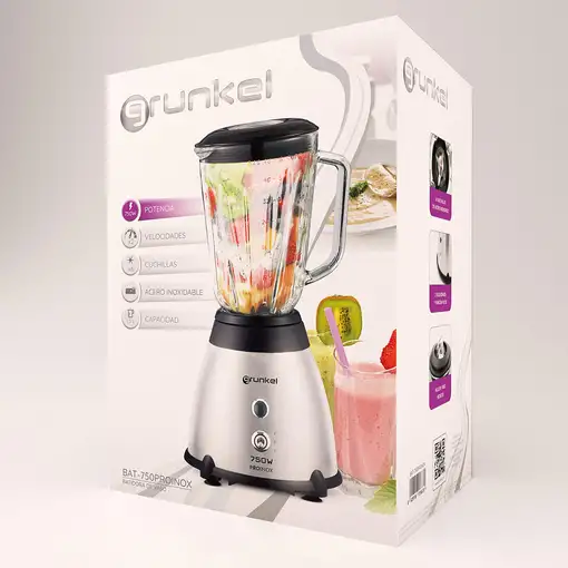 Batidora de vaso inox, 1,5 L, 750 W, BAT-750PROINOX GRUNKEL