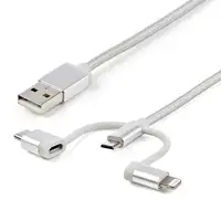 StarTech.com Cable Trenzado de 1m USB a Lightning USB-C y Micro USB