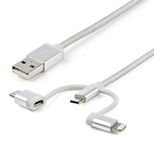 StarTech.com Cable Trenzado de 1m USB a Lightning USB-C y Micro USB