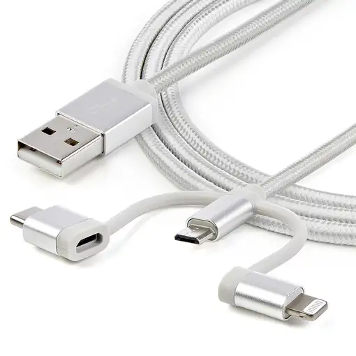 StarTech.com Cable Trenzado de 1m USB a Lightning USB-C y Micro USB