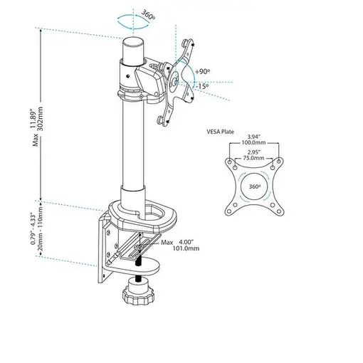 StarTech.com Soporte para Un Monitor hasta 34''(14Kg) - de Altura Ajustable - de Ac