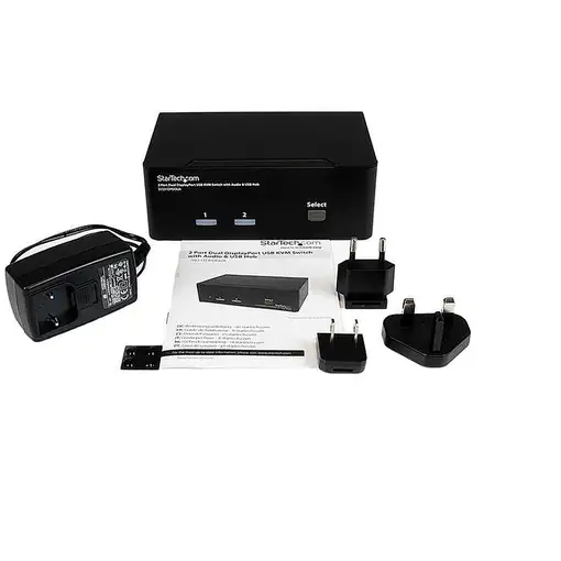 StarTech.com Conmutador Switch KVM - 2 puertos USB 2.0 - Audio Vídeo DisplayPort 2