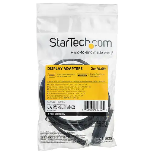StarTech.com 2m - Cable USB-C a DisplayPort 1.4 - Bidireccional