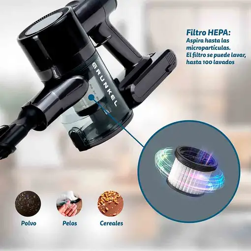Aspirador escoba 350W, succión 28 KPa, ASP-27KPA GRUNKEL