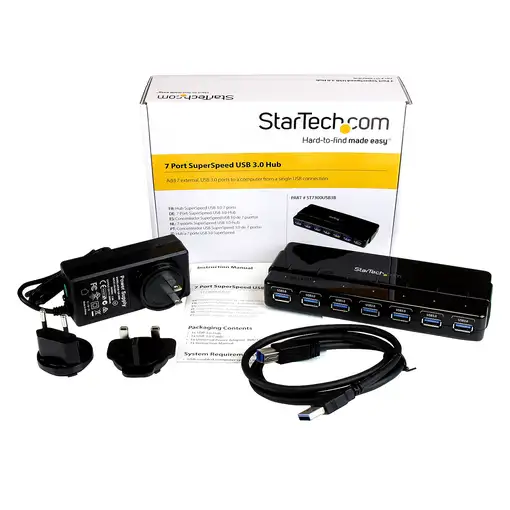 StarTech.com Concentrador Ladrón USB 3.0 de 7 Puertos - 5Gbps - Hub de Sobremesa