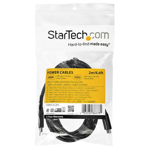 StarTech.com Cable de 2m USB-C a USB-C con capacidad para Entrega de Alimentación