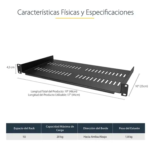 StarTech.com Bandeja Estante Ventilado de 1U para Armario Rack de Servidores de 19