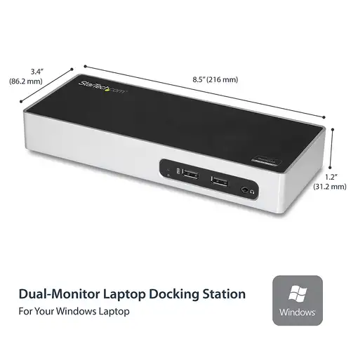 StarTech.com Replicador de Puertos USB 3.0 - Docking Station de Portátil para Dos