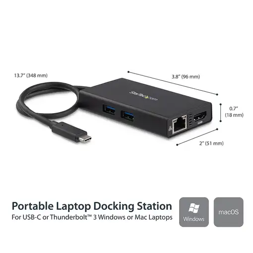 StarTech.com Adaptador Multipuertos USB-C - Docking Station Portátil USB-C 4K HDMI