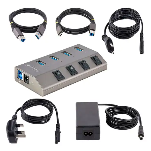 StarTech.com Hub USB-C Autoalimentado de 4 puertos con Interruptores Individuales