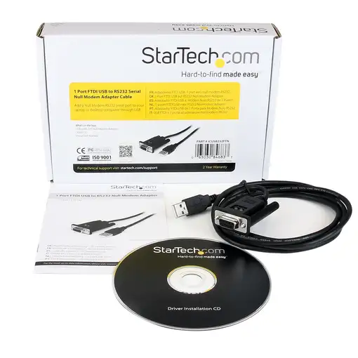StarTech.com Cable Adaptador de 1 Puerto USB a Módem Nulo Null DB9 RS232 Serie DCE