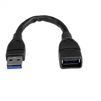StarTech.com Cable de 15cm Extensor USB 3.0 - Alargador USB 3.0 SuperSpeed Negro