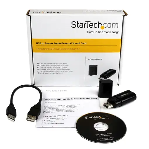 StarTech.com Tarjeta de Sonido Estéreo USB Externa Adaptador Conversor - Negro