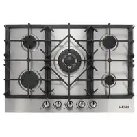 Haeger PG-5GI.006A hobs Negro, Acero inoxidable Integrado 75 cm Encimera de gas 5