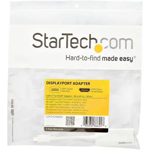 StarTech.com Adaptador USB-C a HDMI - 4K 60Hz - Blanco