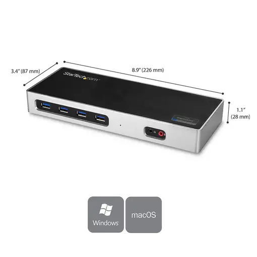 StarTech.com Dock USB-C y USB-A - Docking Station para 2 Monitores DisplayPort y H