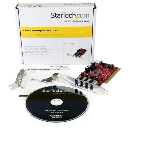 StarTech.com Tarjeta Adaptador PCI USB 3.0 (5Gbps) SuperSpeed 4 Puertos