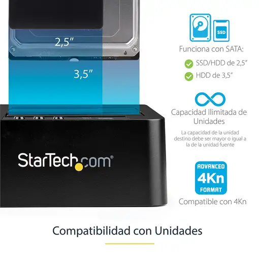 StarTech.com Duplicador USB 3.0 (5Gbps) o eSATA de Discos Duros de 2 Bahías