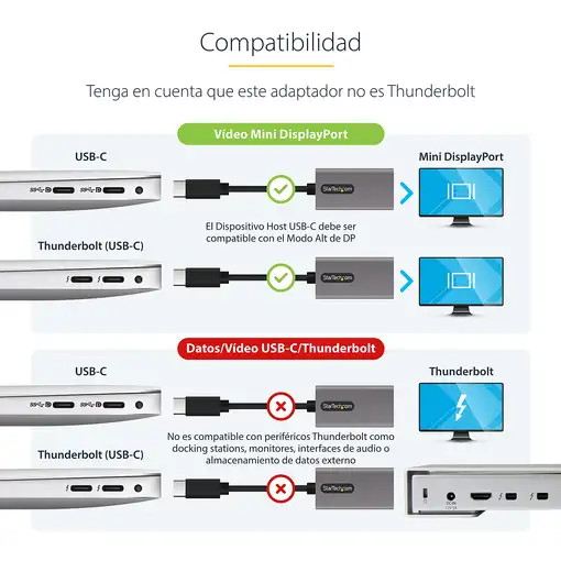 StarTech.com Adaptador USB C a Mini DisplayPort - Convertidor de Vídeo USB Tipo C