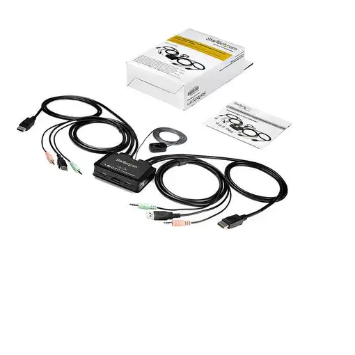 StarTech.com Switch Conmutador KVM de 2 Puertos DisplayPort 4K60Hz con Cables Inco