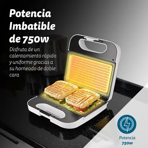 Sandwichera grill blanca 750 W, SAN-GRILLBL GRUNKEL