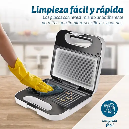 Sandwichera grill blanca 750 W, SAN-GRILLBL GRUNKEL