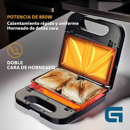 Sandwichera grill 3 placas desmontables, inox, 850 W, SAN-MULTING GRUNKEL