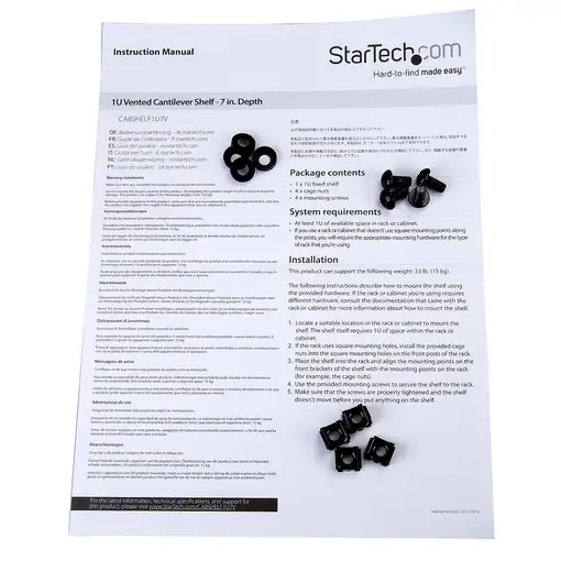 StarTech.com Bandeja Estante Ventilado de 1U para Armario Rack de Servidores