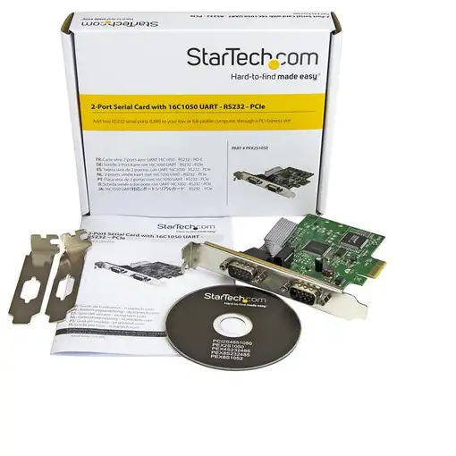 StarTech.com Tarjeta Serie PCI Express de 2 Puertos DB9 RS232 con UART 16C1050 - A