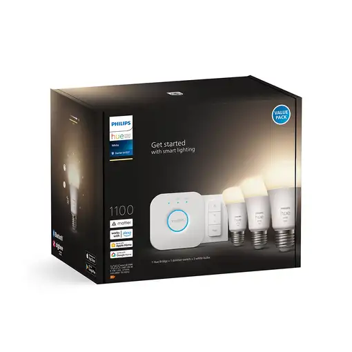Philips Hue White Kit de inicio: 3 bombillas inteligentes E27 (1100)