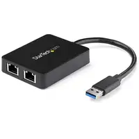 StarTech.com Adaptador Tarjeta de Red NIC Externa USB 3.0 2 Puertos Gigabit