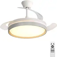 Ventilador de Techo 30W Blanco 107cm: Luz LED 60W (5600lm) , 3 Aspas Retráctiles