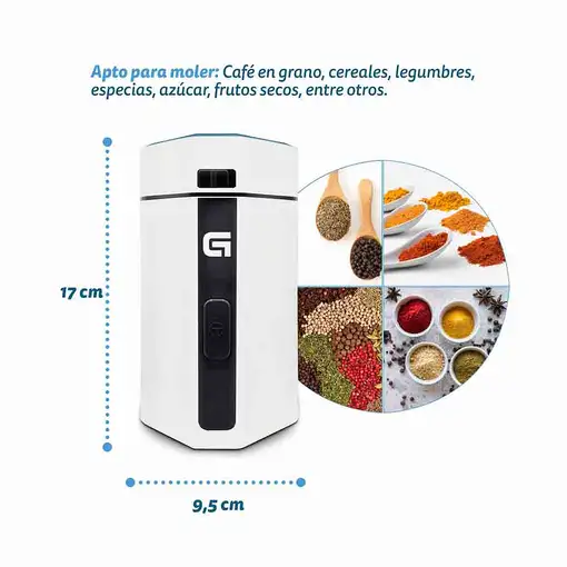 Molinillo de café eléctrico blanco, 150W, 50 g, MO-150BL GRUNKEL