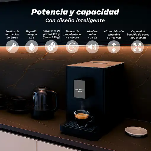 Cafetera superautomática con 20 bares DARKCAFPRESSO GRUNKEL