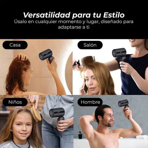 Secador de pelo de viaje negro, 400 W, plegable, BLACKPEARL GRUNKEL