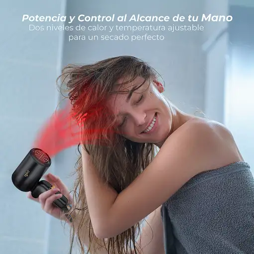 Secador de pelo de viaje negro, 400 W, plegable, BLACKPEARL GRUNKEL