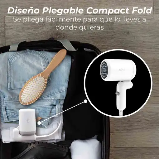 Secador de pelo de viaje, blanco, 400 W, GKL PEARL LITE GRUNKEL