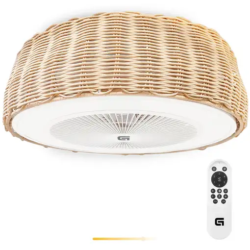 Ventilador de techo mimbre con luz led 15W. SKYWIND-20M GRUNKEL