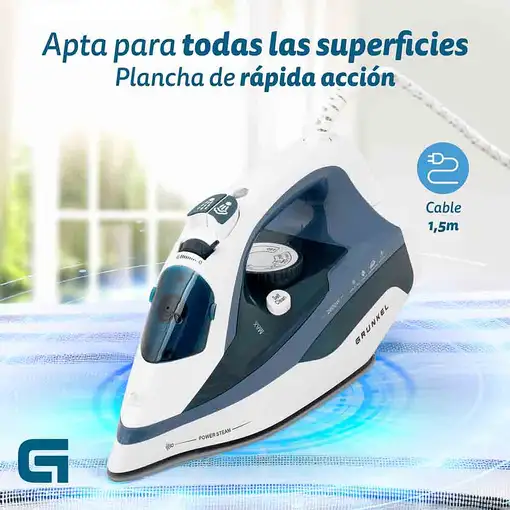 Plancha a vapor suela de cerámica 2600 W Azul PL-2600CE GRUNKEL