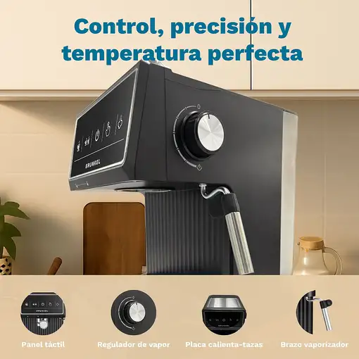 Cafetera espresso 20 bares, 850W, pantalla táctil, CAFPRESSO-20PULSE GRUNKEL