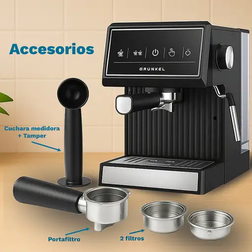 Cafetera espresso 20 bares, 850W, pantalla táctil, CAFPRESSO-20PULSE GRUNKEL