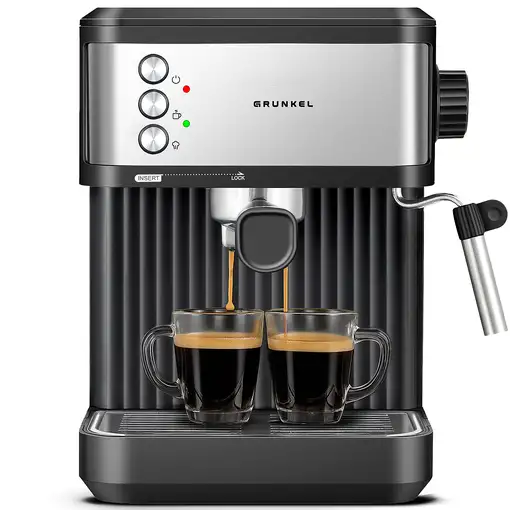 Cafetera Espresso negra e inox, 20 bar, 850W, CAFPRESSO-20AROMA GRUNKEL