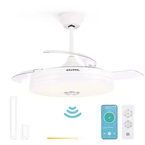 Ventilador de techo con luz Led 30W aspas 106cm retráctiles, SKYWIND-42BT2 GRUNKEL