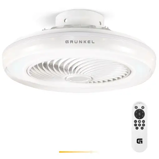 Ventilador de techo blanco con luz led 7W, aspas 50 cm, SKYWIND-20B GRUNKEL