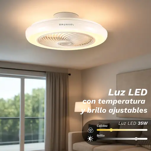 Ventilador de techo blanco con luz led 7W, aspas 50 cm, SKYWIND-20B GRUNKEL