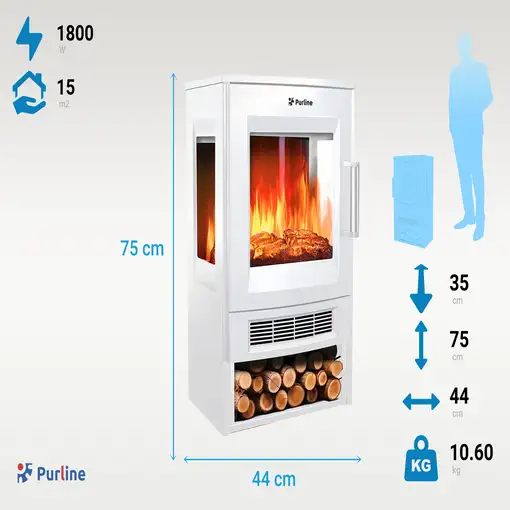 Estufa eléctrica grande de suelo con control WiFi por App