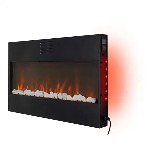 Chimenea Eléctrica Panorámica con luz LED ambiental y panel frontal MDF