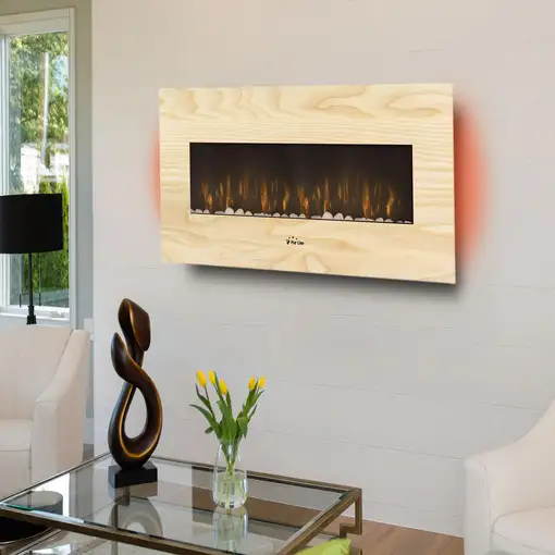Chimenea Eléctrica Panorámica con luz LED ambiental y panel frontal MDF