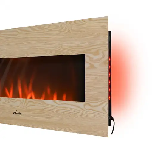 Chimenea Eléctrica Panorámica con luz LED ambiental y panel frontal MDF